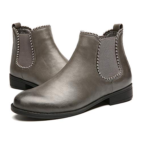 Botines Chelsea para Mujer,gracosy 2019 Otoño e Invierno Cómodo Clásico Simple Botas de Hebilla Botas de Nieve Desplazamientos Vacaciones Compras Ocio,Negro Gris Marrón