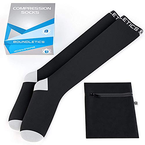 Boundletics Calcetines De Compresión Fitness, Correr, Viajar/Utilizar en Aviones - Ideales Medias de Compresión para Deporte de Hombres y Mujeres - Mejoran Circulación Sanguínea (L/XL)