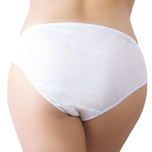 Bragas Desechables Súper Suave y Ligera de Algodón para Mujer (Lote de 5) - Ropa Interior de un Solo Uso para Maternidad Hospitales Viajes SPA Masajes (1) Small Caderas 91-94 cm, Blanco