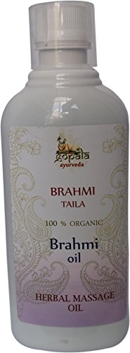 BRAHMI Taila BIO Aceite, Tradicional aceite de masaje anti-estrés a base de hierbas formulada de acuerdo con los principios del Ayurveda Certificado LACON GmbH en Europa, Suplemento 100% natural ecológico, Aceite 500 ml