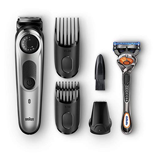 Braun Base 81679644 depiladora para la barba Negro, Plata - Depiladoras para la barba (0,5 mm, 2 cm, 0,5 mm, Barba larga, Barba corta, Botones, Giratorio, LED)