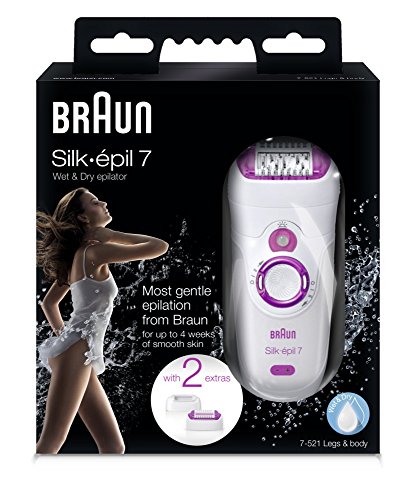 Braun Silk-épil 7-521 - Depiladora, color blanco y rosa