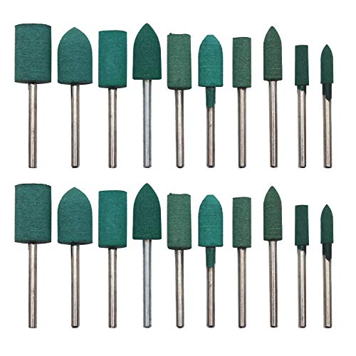 Brocas de goma para pulir en forma de cilindro de bala, herramienta Dremel, taladro eléctrico, accesorio de herramienta rotatoria de 3 mm, mandril de 20 piezas