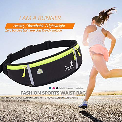 BRZSACR Running Belt Bumbag Fanny Pack Waterproof Flip Belt Adjustable Fitness Waist Bum Pouch Bag Compatible with iPhone Series Samsung S/Note Phone,for Men Women Outdoor Gym Sports Travel (Negro)