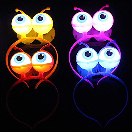 Buwei 4 Unids/Set Niños Adultos Patrón de Ojos de Insecto Aro de Pelo Luminoso Diadema de Luz LED para Fiesta de Bolas Festival Decorativo Accesorios Suministros