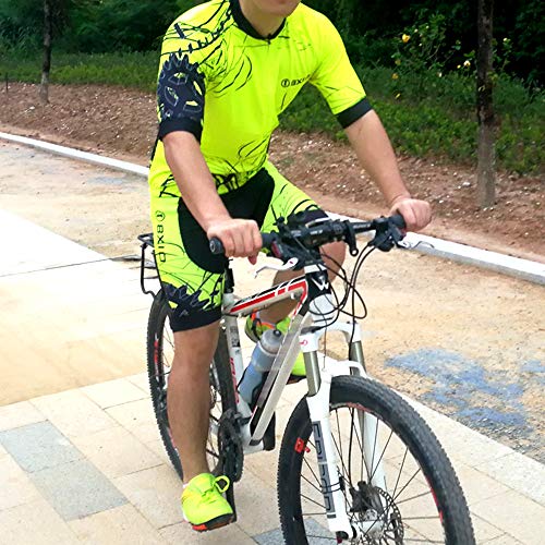 BXIO Hombres Jersey de Ciclo Bike Wear Yellow Fluo Raza de Camino Amarillo Grande