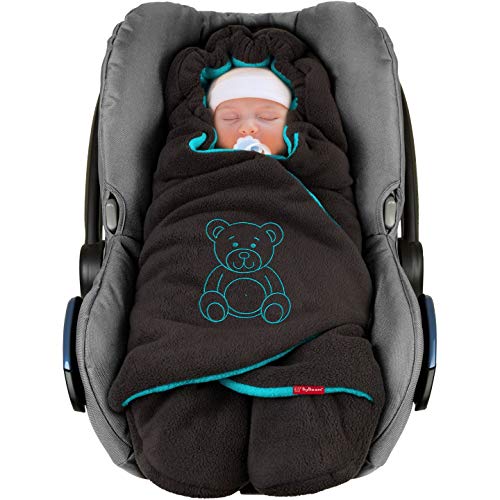 ByBoom Baby Manta arrullo de invierno para bebé, es ideal para sillas de coche (p.ej. de las marcas Maxi-Cosi y Römer), para cochecitos de bebé, sillas de paseo o cunas; LA MANTA ARRULLO ORIGINAL CON EL OSO