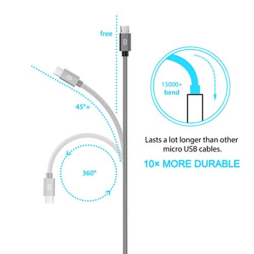 Cable Micro USB, Beikell 2M [2-Pack] 2.4A Cable Micro USB Trenzado de nylon-Cable USB Sincro y para Galaxy S7 / S7 Edge,Note 5 / 4 / 3,HTC,LG,Sony, Nexus, Blackberry, Nokia, Android