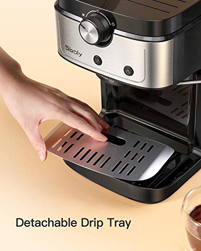 Cafetera Espresso Sboly, Cafetera 2 en 1 para Nespresso Compatible con Café Molido y en Cápsulas, Máquina de Espresso de 19 Bares con Tanque de Agua Removible y Boquilla de Vapor