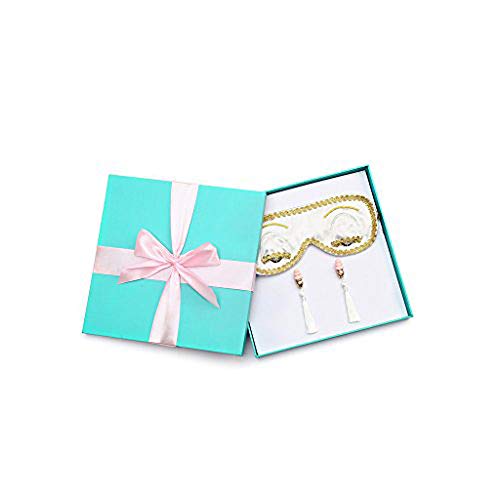 Caja de Regalo Audrey Elegante Seda del sueño máscara de Ojos y Tapones para los oídos (Luna de Plata)