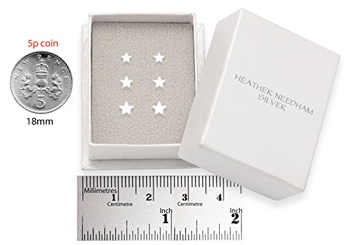 Caja de regalo de plata de ley estrellas de pendientes de - 3 Pares - diseño en forma de estrellas - TAMAÑOS: 3 mm, 4 mm y 5 mm - 5148set.