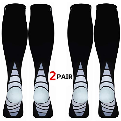 Calcetines/Medias de compresión para Hombres y Mujeres, (2 Pares) Mejor circulación sanguínea, prevenir los coágulos sanguíneos, acelerar la recuperación Best Graduated Athletic Fit para Correr