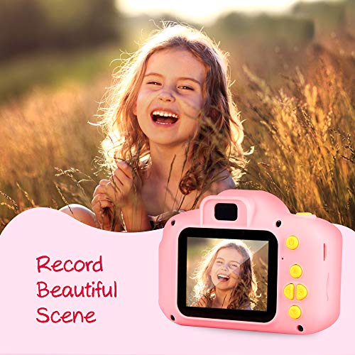 Cámara para Niños Infantil Cámara de Fotos Digital Cámara Juguete para Niños 2 Pulgadas 12MP 1080P HD Selfie Video Cámara Regalos Ideales para Niños Niñas de 3-10 Años con Tarjeta TF 32 GB (Rosa)