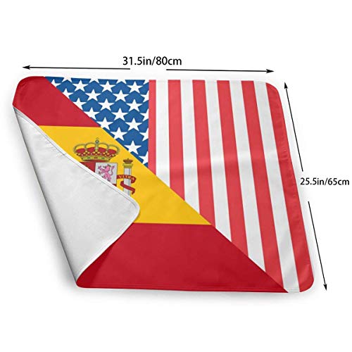 Cambiador de pañales, impermeable, reutilizable, diseño de bandera de Estados Unidos y España, para cambiar pañales, funda de colchón para niños y niñas recién nacidos (25,5 x 31,5 €)