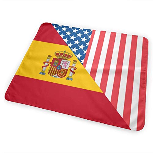 Cambiador de pañales, impermeable, reutilizable, diseño de bandera de Estados Unidos y España, para cambiar pañales, funda de colchón para niños y niñas recién nacidos (25,5 x 31,5 €)