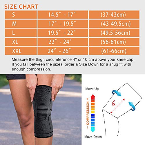 CAMBIVO 2 x Rodilleras Menisco y Ligamento, Rodillera Deportiva para Hombre y Mujer, Rodillera Compresion para Crossfit, Running, Voleibol, Artrosis, Tendinitis (S, Negro)