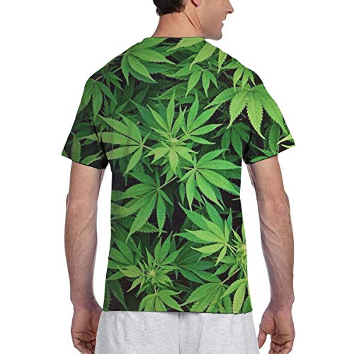 Camiseta para hombre 3D de marihuana de malas hierbas, manga corta, casual Negro Negro ( 3XL