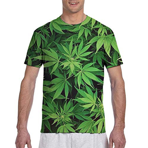 Camiseta para hombre 3D de marihuana de malas hierbas, manga corta, casual Negro Negro ( 3XL