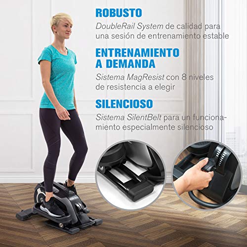 CapitalSports Capital Sports EVO Nano Mini Bicicleta - Ordenador de Entrenamiento, Soporte de aplicación Kinomap con retroalimentación, Bluetooth, Resistencia de 8 Pasos, Sistema SilentBelt, Negro