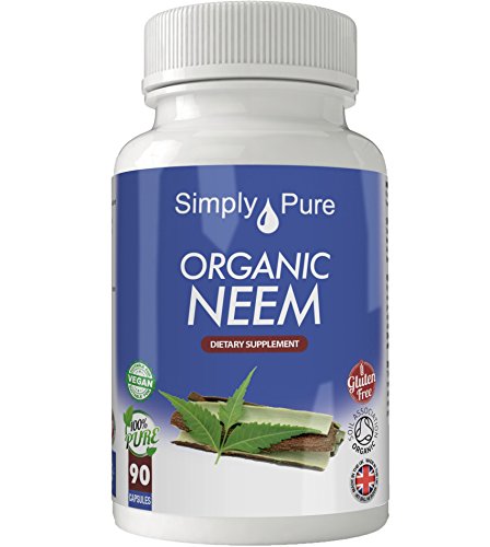 Cápsulas de Nim Orgánico de Simply Pure x 90, 500 mg, 100% certificado de la Asociación de Suelo Natural, sin gluten, GM y vegano.