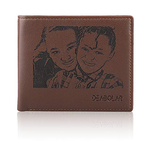 Cartera fotográfica Personalizada Nombre Personalizado Minimalista Grabado Bloqueo Bifold RFID Monedero Navidad Acción de Gracias Regalos para Hombres Padre Hijo