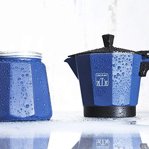 Cecotec cafetera Italiana Mimoka 1200 Blue. Fabricada en Aluminio Fundido, Apta para Todo Tipo de cocinas, para 12 Tazas de café