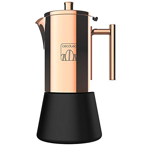 Cecotec Cafetera italiana Moking 600. Fabricada en Acero Inox, Apta para cocinas de inducción, gas, eléctrica o vitrocerámica, Para 6 tazas de café