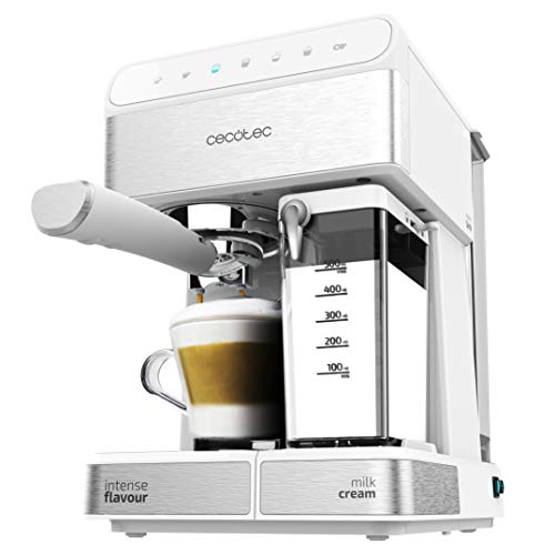 Cecotec Cafetera Semiautomatica Power Instant-ccino Touch Serie Bianca. Presión 20 Bares, Capacidad de 1,4l, 6 Funciones, Calentador por Thermoblock, Control Táctil, Tanque de leche, 1350 W