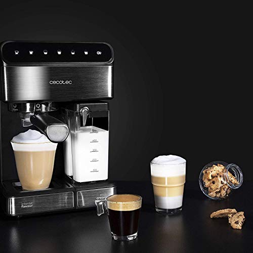 Cecotec Cafetera Semiautomatica Power Instant-ccino Touch Serie Nera. Presión 20 Bares, Capacidad de 1,4l, 6 Funciones, Calentador por Thermoblock, Control Táctil, Tanque de leche, 1350 W