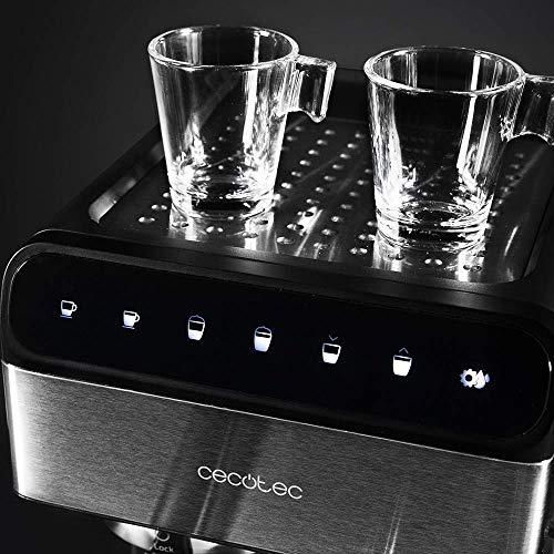 Cecotec Cafetera Semiautomatica Power Instant-ccino Touch Serie Nera. Presión 20 Bares, Capacidad de 1,4l, 6 Funciones, Calentador por Thermoblock, Control Táctil, Tanque de leche, 1350 W