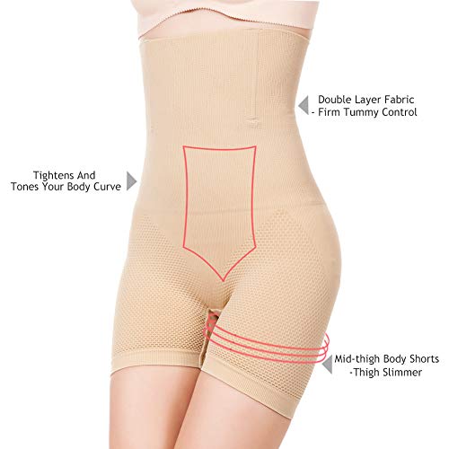 Ceestyle Faja Reductora Braguita Moldeadora Adelgazante Faja Pantalón Cintura Alta Body Moldeador Abdomen Shapewear Lenceria Mujer (Albaricoque, M)