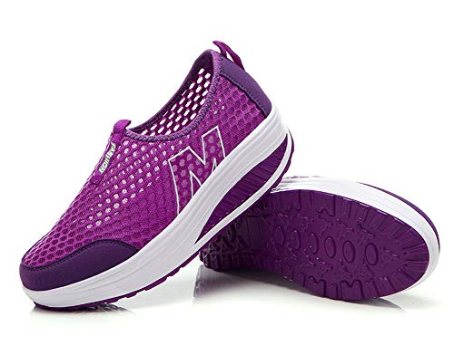 CELANDA Mujer Zapatos de Deporte Adelgazar Zapatos Sneakers para Caminar Zapatillas Aptitud Cuña Plataforma Zapatos de Cuero Gamuza Primavera Verano Zapatos de Cuña