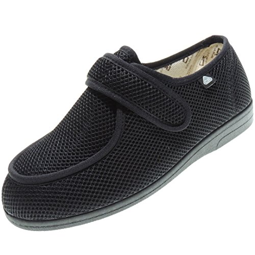 CELIARUIZ Wallaby-REJ Zapatilla Wallaby Rejilla Extra Ancho Especial Antibacteriana Sanitized Diabéticos Posoperatorio Velcro Hombre Mujer Unisex Negro Talla 39