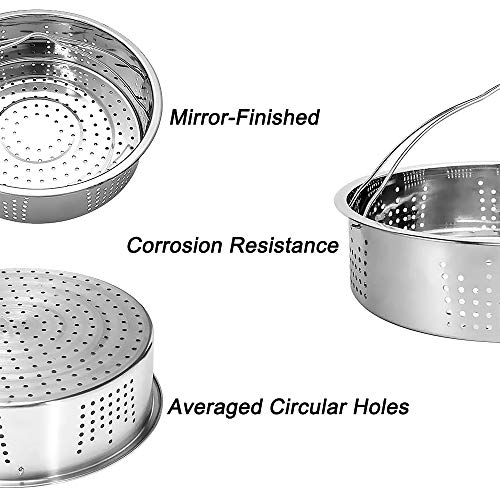 CestMall Instant Pot Accessories, 3 Piezas Cesta de Vapor con Estante para cocinar Huevos al Vapor, Separador, se Adapta a Olla de presión instantánea de 5,6,8 Cuartos de galón, Acero Inoxidable