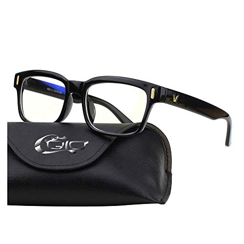 CGID CT84 Gafas para Protección contra Luz Azul, para Computadora, Lectura, Video Juegos, Protección de Fatiga Visual y contra Rayos UV,Rectángulo Vintage, Lentes Transparente