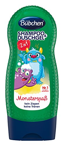 Champú y gel de ducha Bübchen Kids diversión monstruo, champú y gel de ducha para niños, pH neutro para la piel de los niños, con aroma fresco, cantidad: 8 x 230 ml