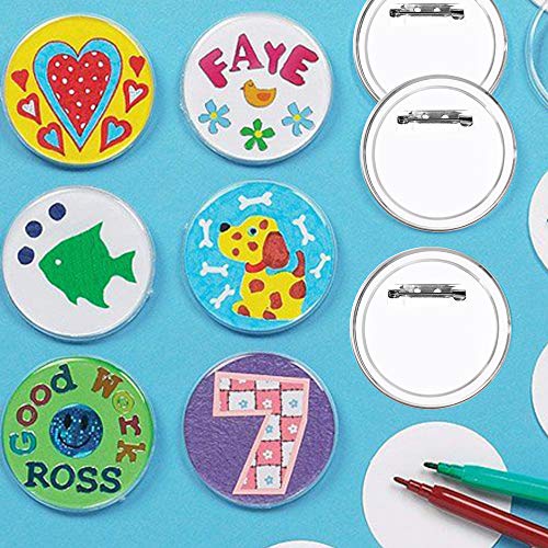 Chapas Ropa Personalizados FOGAWA 30pz Chapas Plásticas con Alfiler de 6cm Chapas Pin Transparentes de Acrílico para Actividades de Bricolaje para Niños y Creativas