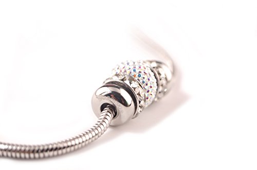 Charm para Mujer Compatible Pulsera Pandora de la Marca Swarovski. abalorio de Cristal y Acero Inoxidable