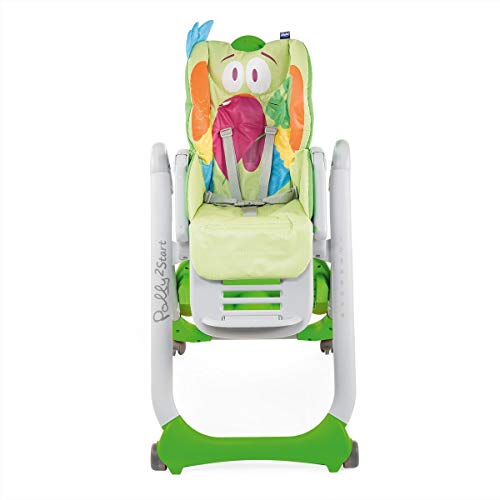 Chicco Polly 2 Start Trona y hamaca transformable y compacta, con 4 ruedas y freno, de 0 a 3 años, diseño loro verde (Parrot)