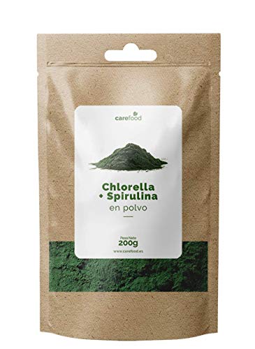 Chlorella + Spirulina en polvo orgánica Carefood 125gr | 100% mezcla ecológica calidad Prémium | Superalimento Carefood