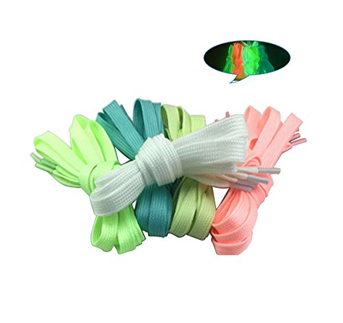 CHRISLZ 10pc 100cm cordones fluorescentes para el partido o el baile Luminous Flat Cordones resplandecientes atletismo zapato cordones (5-color)