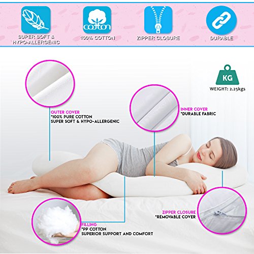 chuckle Almohada Ancha para Maternidad y Embarazo (2.7 m, 9 pies) - Ideal para Mujeres Embarazadas y Lactantes: 100% algodón, Hipoalergénico | + Funda de Almohada Lavable