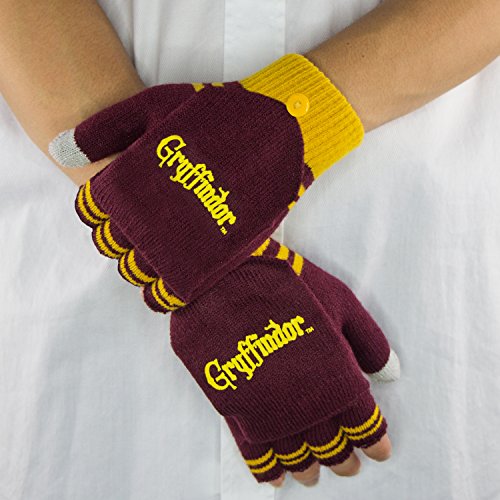 Cinereplicas - Harry Potter - Guantes - Mitones Removibles - Mitones de Pantalla táctil - Licencia Oficial - Casa Gryffindor - Rojo y Amarillo