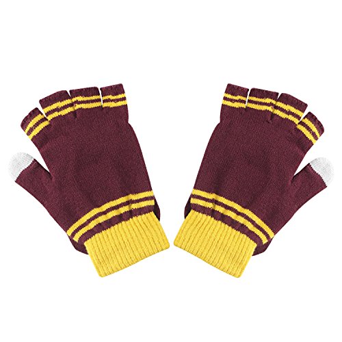 Cinereplicas - Harry Potter - Guantes - Mitones Removibles - Mitones de Pantalla táctil - Licencia Oficial - Casa Gryffindor - Rojo y Amarillo