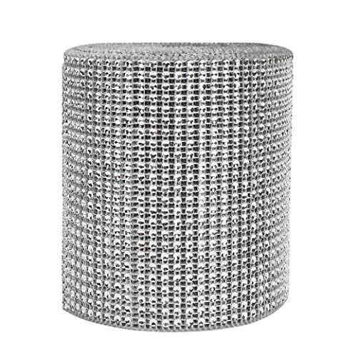 Cinta Acrílica de Diamantes Espumoso Brillante Rollo de Cinta de Malla de Diamantes de Imitacion para Eventos Tartas De CumpleañOs Boda Fiesta Suministros 24 Filas de 9m/Roll