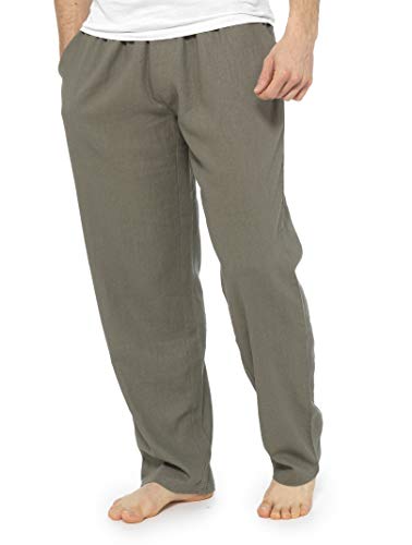 CityComfort Pantalones Hombre, Ropa Hombre Verano Casual, Pantalon Lino Hombre Largo con Cintura Elastica, Pantalones Anchos para Playa Regalos para Hombres y Adolescentes (Caqui, XL)