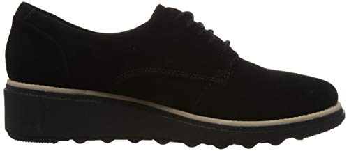 Clarks Sharon Noel, Zapatos de Cordones Derby para Mujer, Negro (Black Nubuck), 37.5 EU