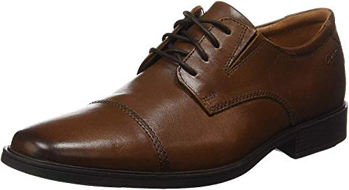 Clarks Tilden Cap, Zapatos de Cordones Derby para Hombre, Marrón (Dark TanLea), 44 EU