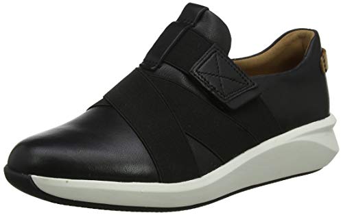 Clarks Un Rio Strap, Zapatillas para Mujer, Negro (Black Leather Black Leather), 37 EU