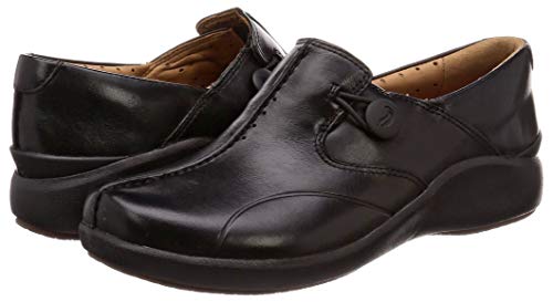 Clarks Un.loop2 Walk, Mocasines para Mujer, Negro (Black Leather Black Leather), 37.5 EU